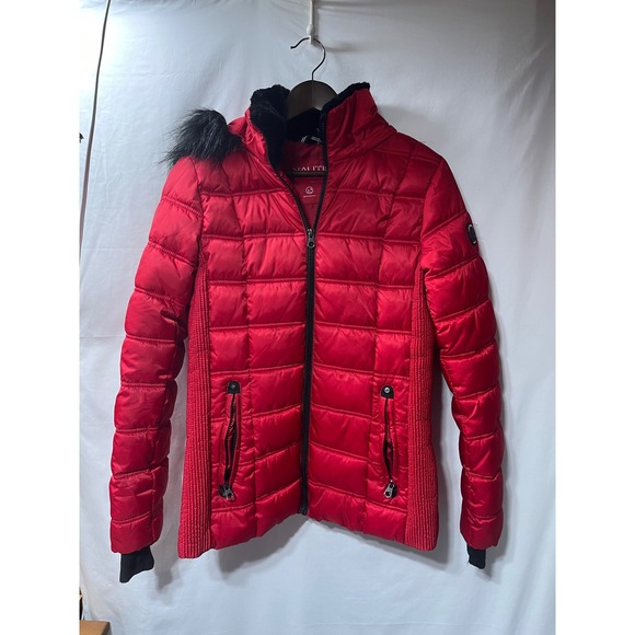 Nautica Jackets & Blazers - Nautica‎ Womens Red Water Resistant Puffer Jacket Faux Fur Detachable Hood Small